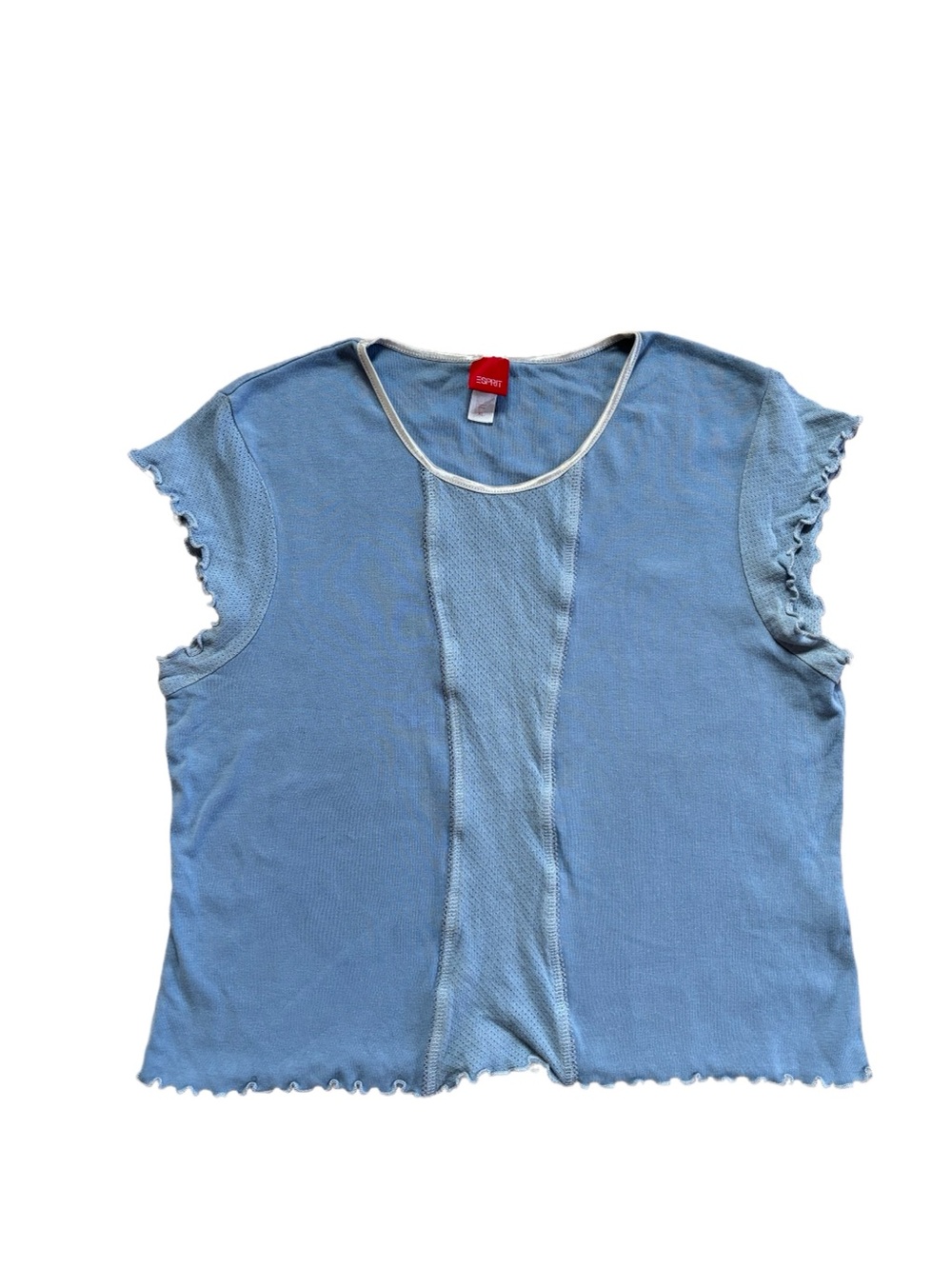Esprit Light Blue Ribbed Panel Scoop Neck Tank